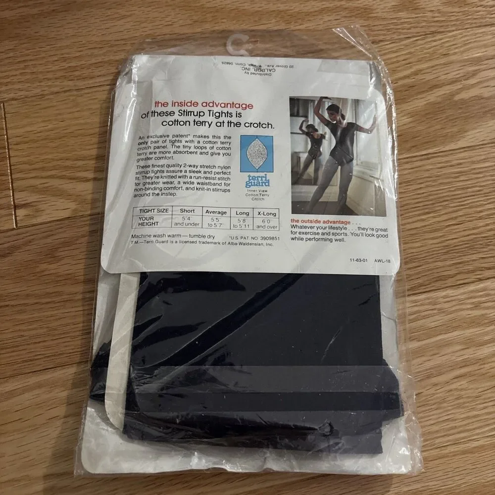 Vintage Stirrup Tights Navy Size Average 1 Pair Seamless 100% Stretch Nylon NEW
